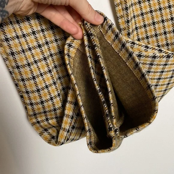 UO Cara Pants Women XS Yellow Black Plaid Kick Flare Knit Crop Stretchy Comfy - Picture 10 of 16